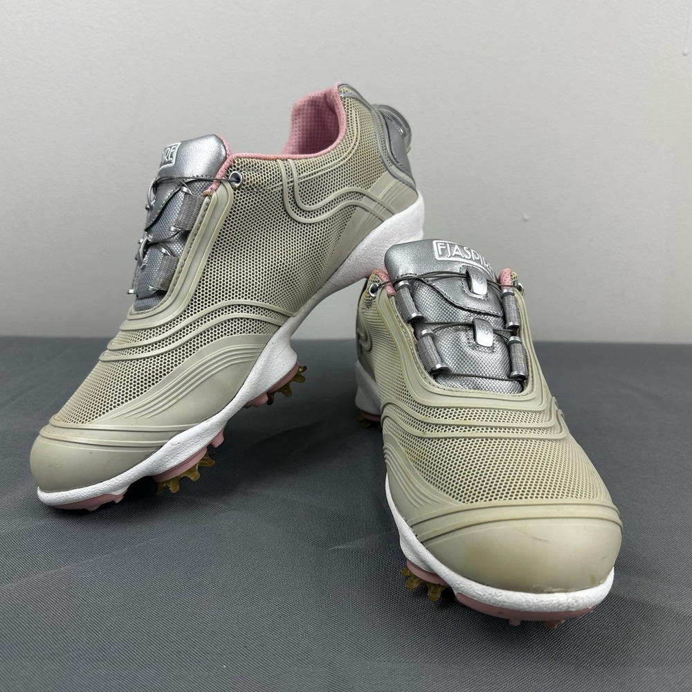 Footjoy Golf Shoes Women's 6 Beige Pink Aspire Adjustable BOA 98898